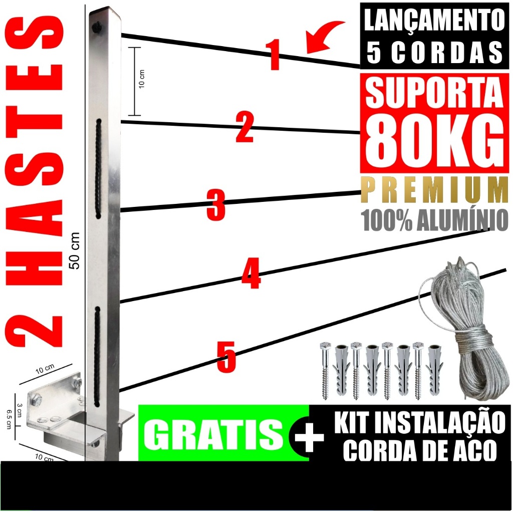 Varal de Roupa de Parede Retrátil para Sacada Até 80kg