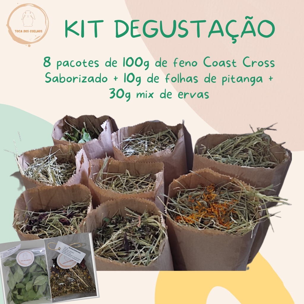 Kit Degustação – 8 pacotes de 100g de Feno Coast Cross Saborizado