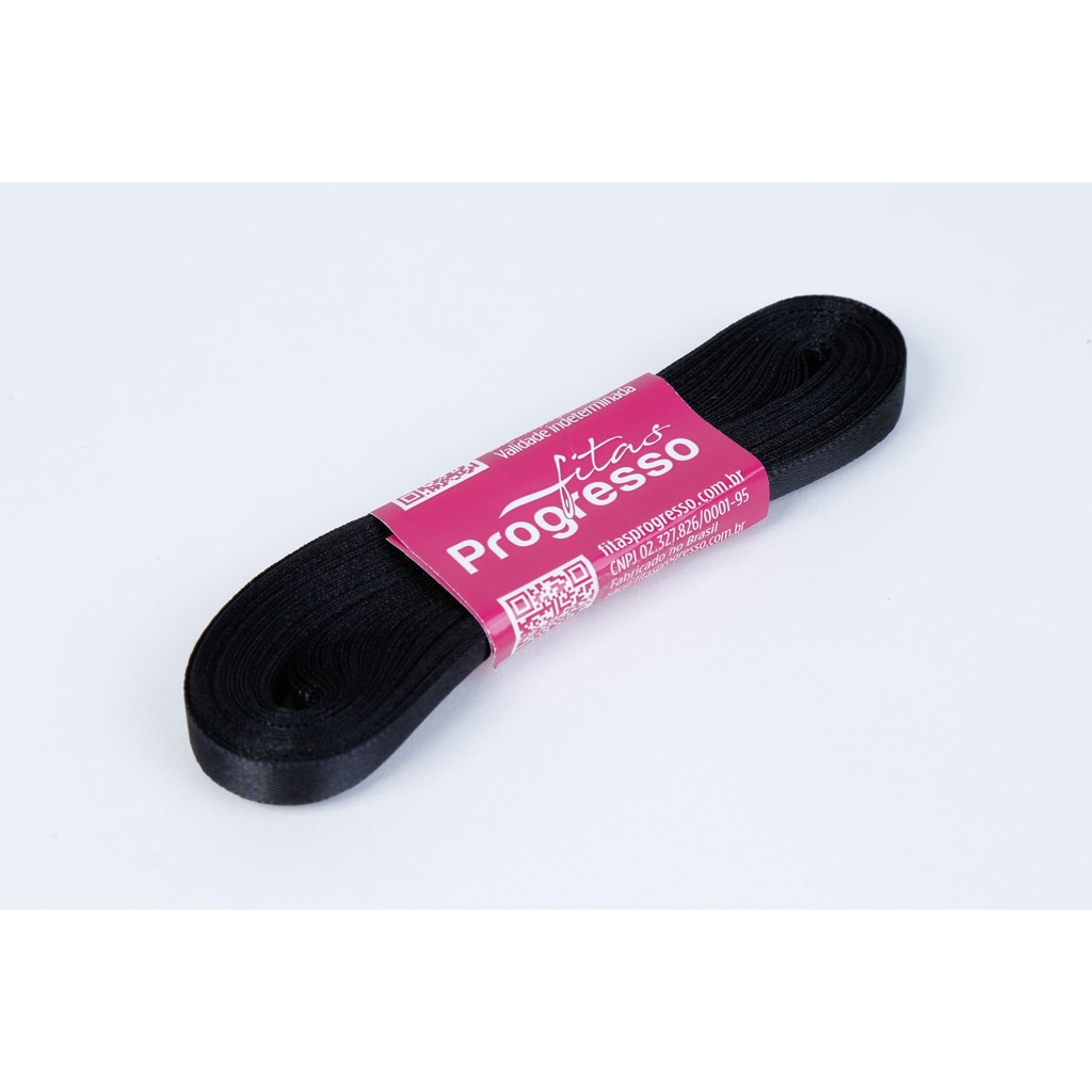 Fita de Cetim Preto Cor 219 – 01 unidade – Progresso – Kafe Embalagens