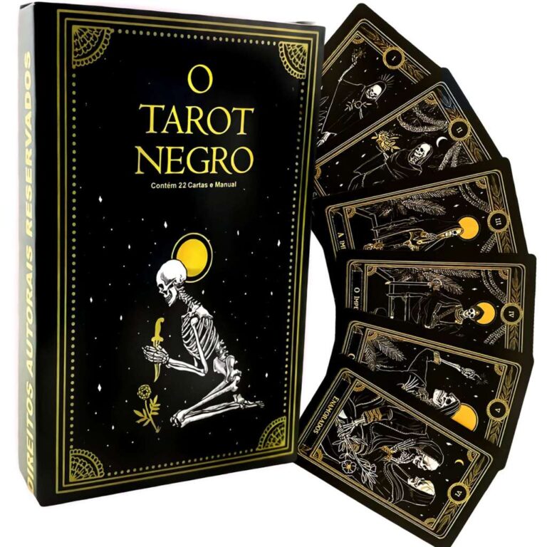 Baralho Tarot Negro com 22 Cartas Manual em Portug