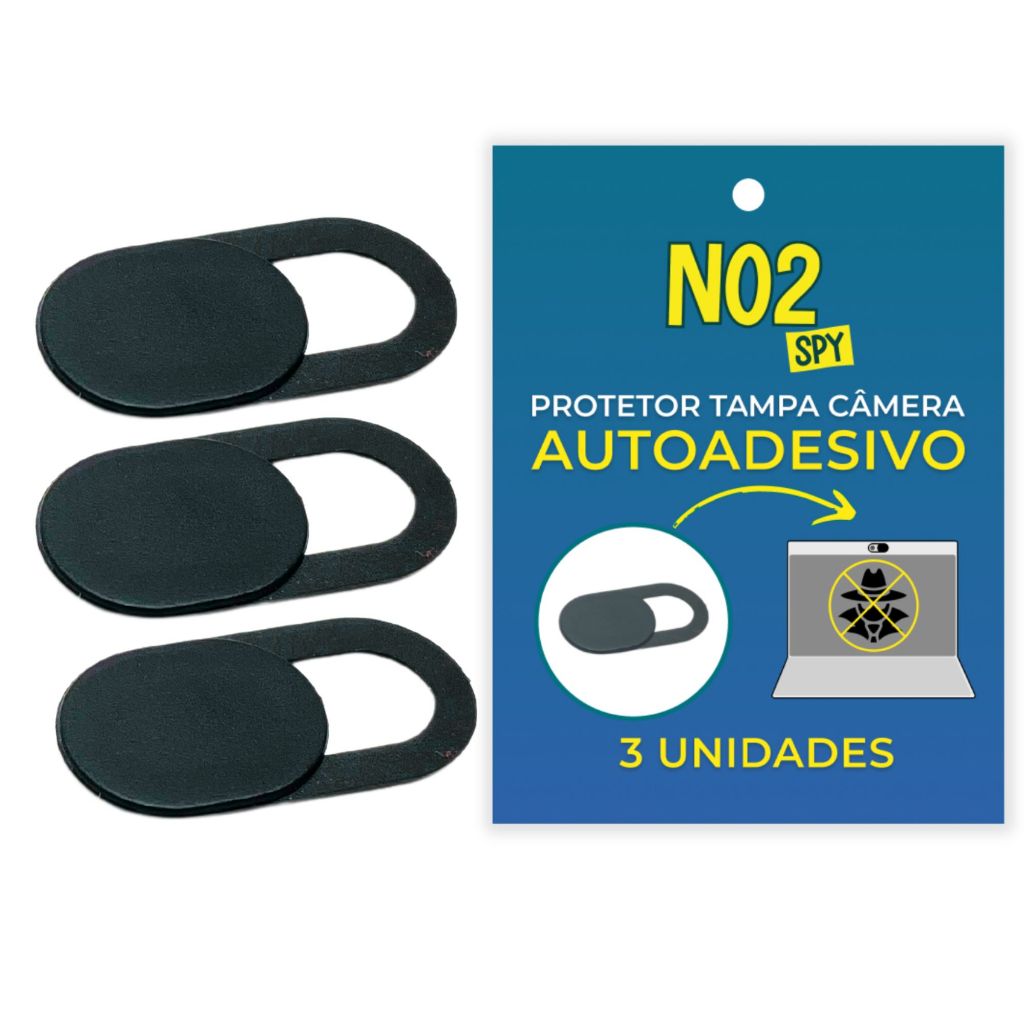 Tampa Câmera Celular Webcam Cover Kit 3 Unidades NO2SPY Ultrafino Autoadesivo Proteção Privacidade