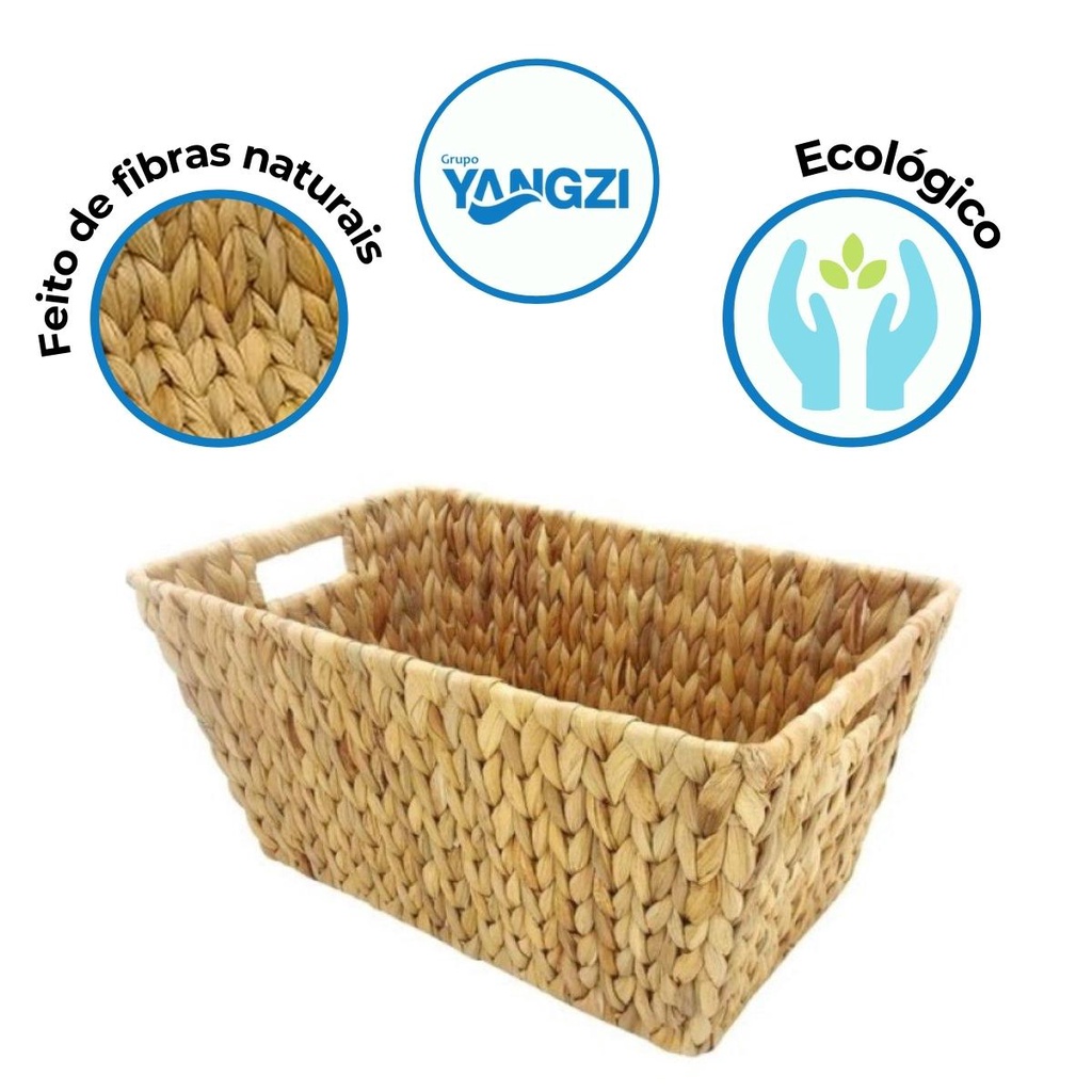 Cesta Organizadora Fibra Natural Grande – Kit com 3