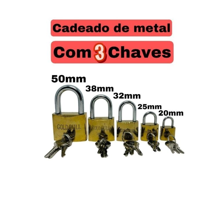 01 Unidade De Cadeado Com 3 Chaves Tamanho Pequeno