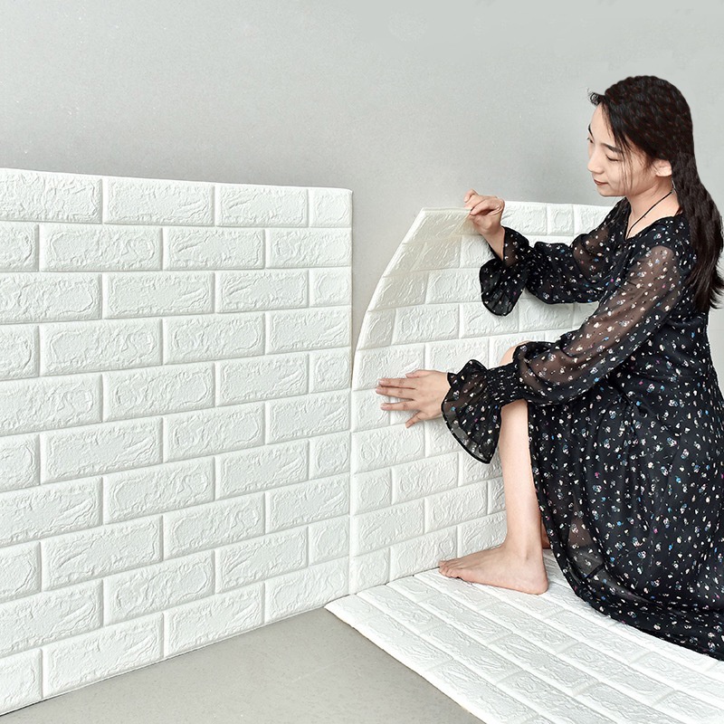 Papel de Parede Adesivo de Espuma 3D Desenho de Tijolo à Prova Dágua