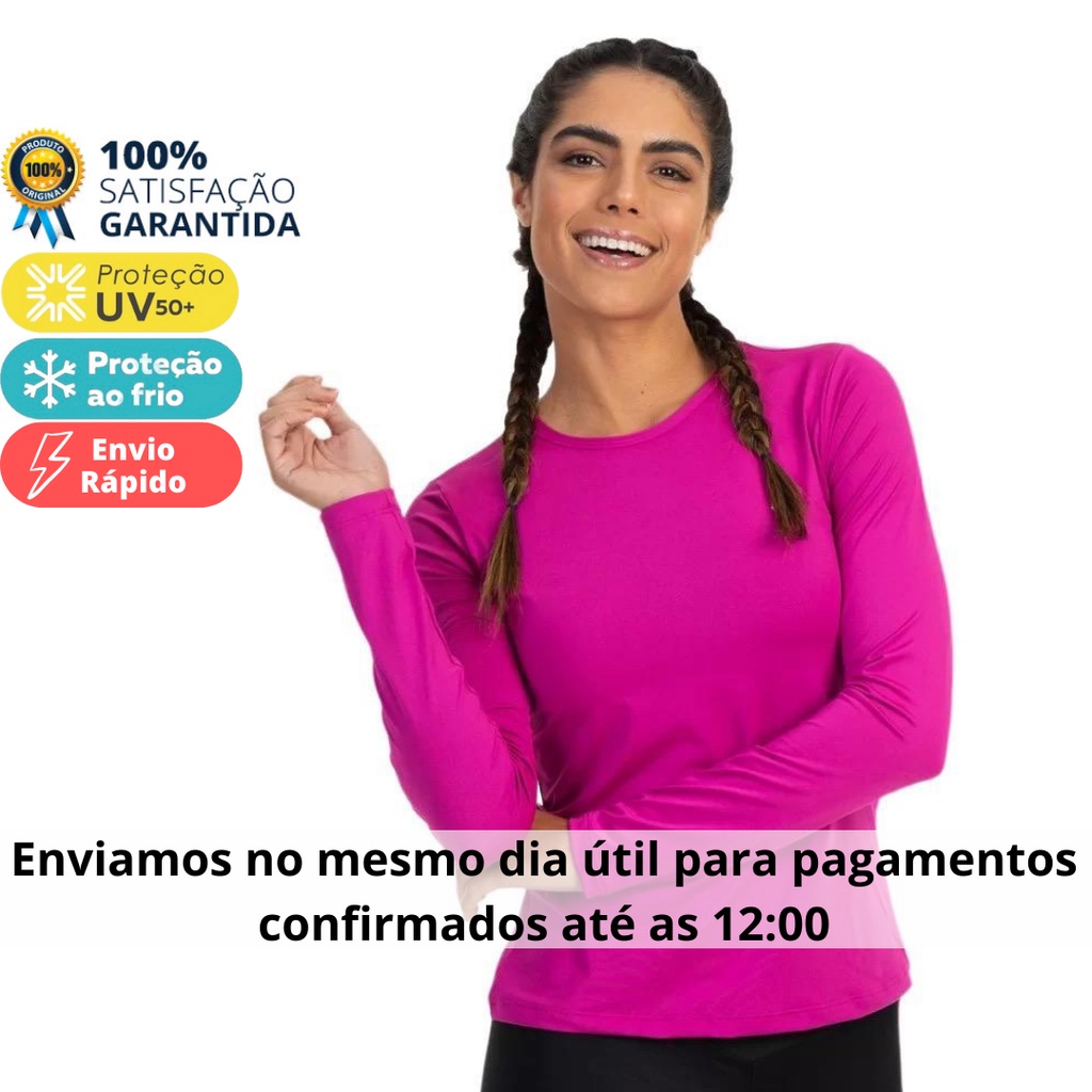 camisa proteção solar feminina uv lisa – segunda pele. proteção uv cores blusa lisa – uv fator 50+