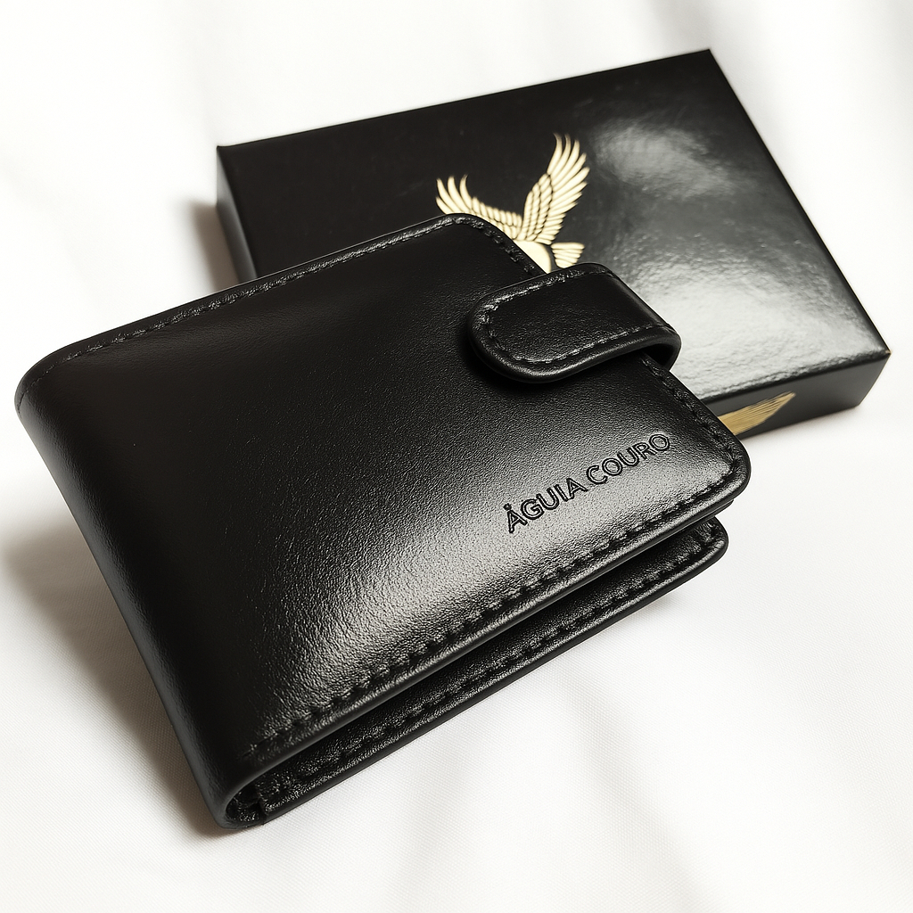 Carteira Masculina Couro 100% Legitimo Premium Com Fecho Completo com porta cartão