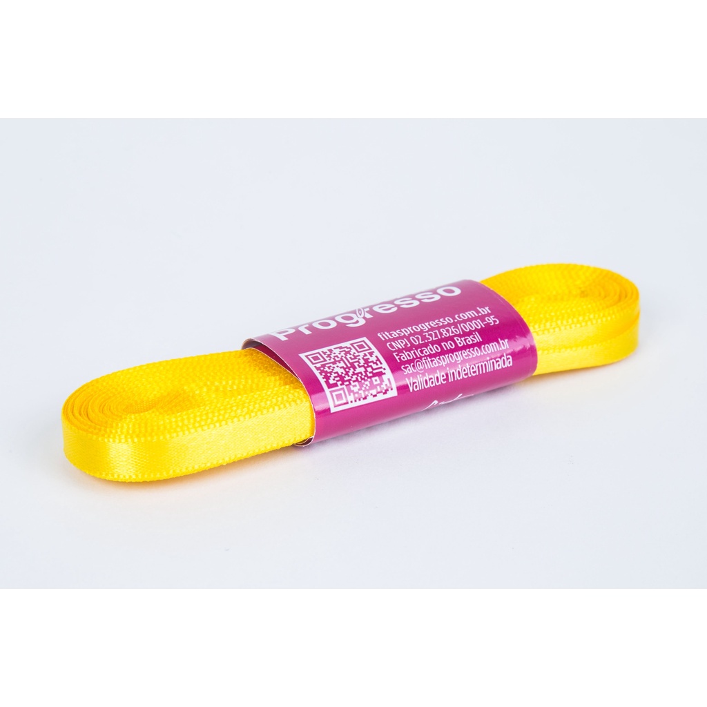 Fita de Cetim Amarelo Gema Cor 763 – 01 unidade – Progresso – Kafe Embalagens