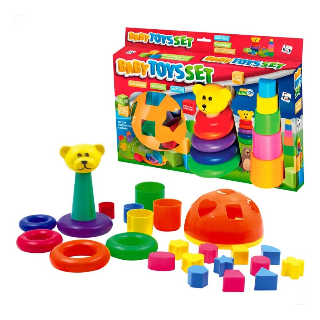 Kit de Brinquedos para Crianças de 1 ano Menino e Menina Dia das Crianças Educativo Didático e Pedag