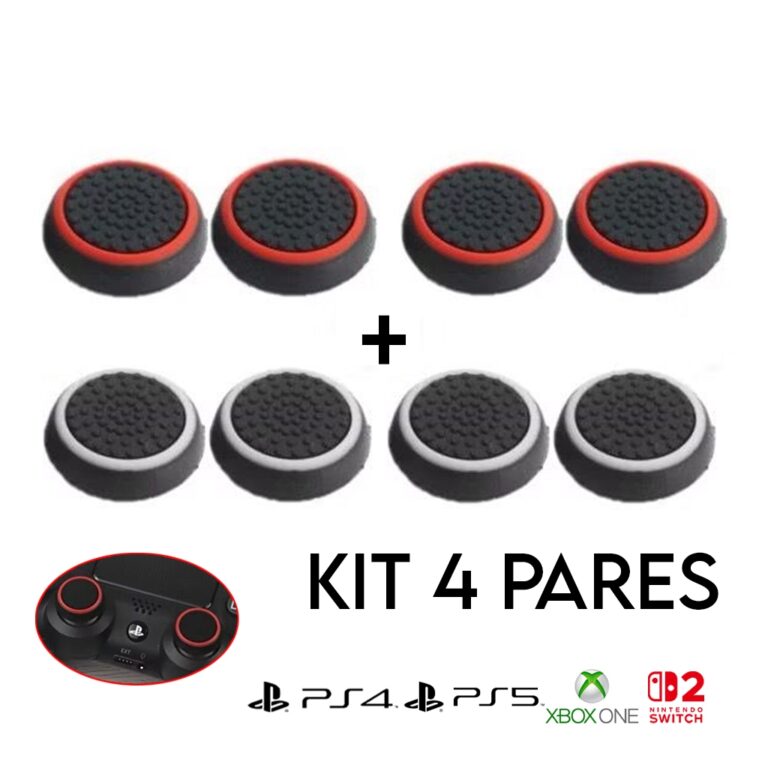 Kit 4 Pares 8 unidades de Grip Silicone Botão Ps3