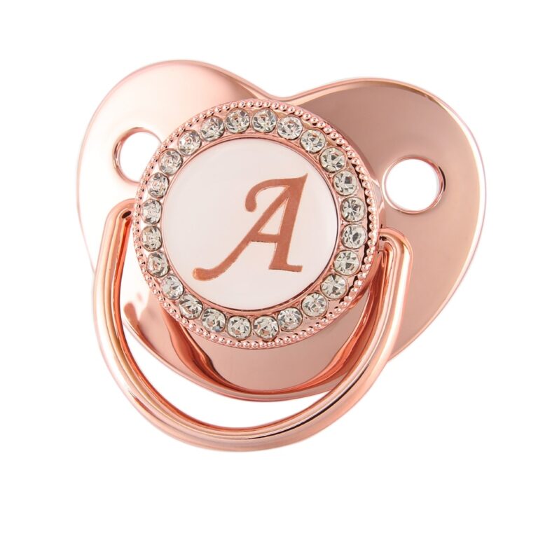 26 Letras Rosa De Ouro Que Bling Chupeta BPA Free 