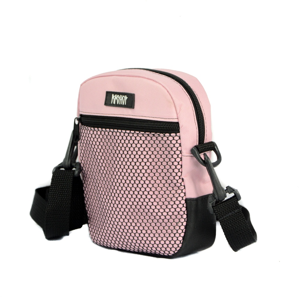 mini bag transversal moda masculina e feminina Rosa