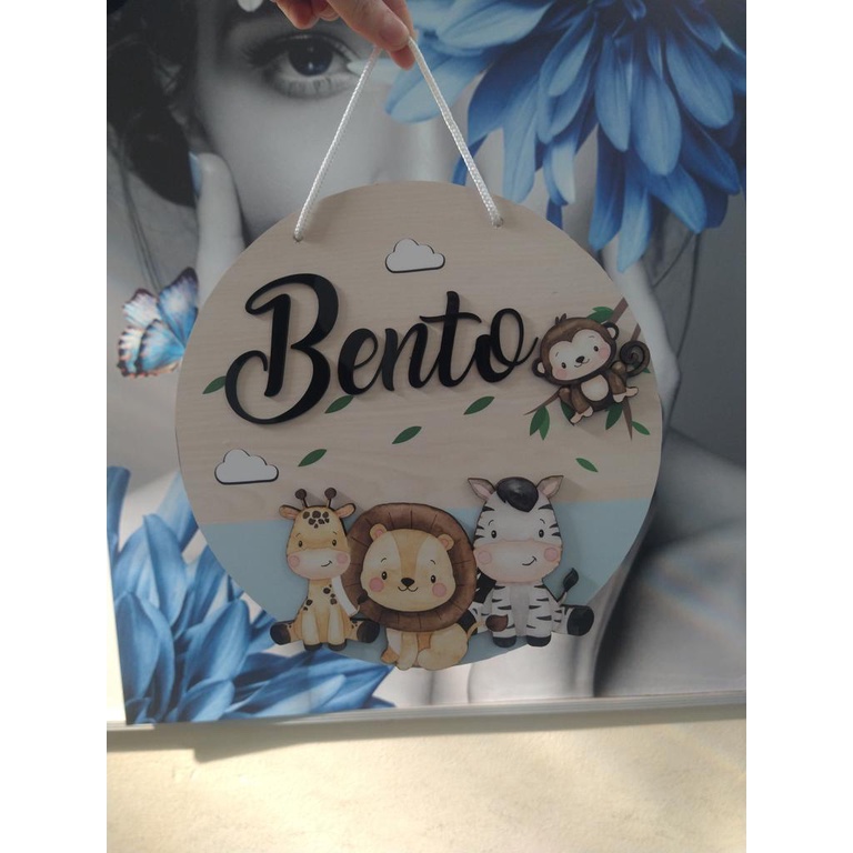 Enfeite Porta Maternidade Placa Safari Animais Faz