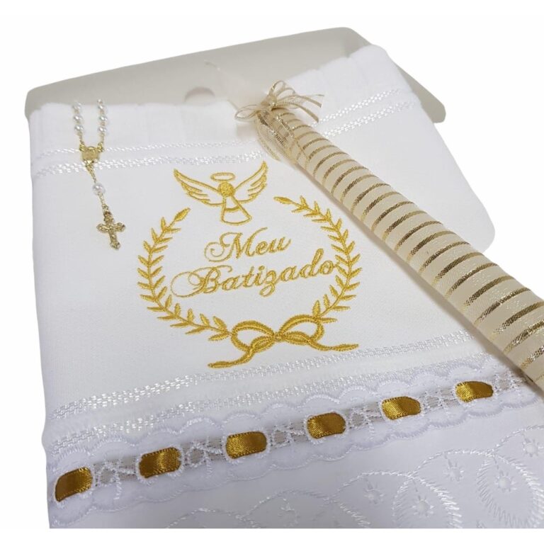 Kit Toalha Para Batizado Batismo Bebê Bordado Ram