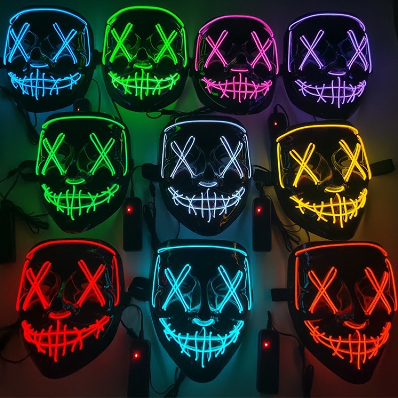 Máscara Led Neon Fio Duplo Para festas Halloween Carnaval
