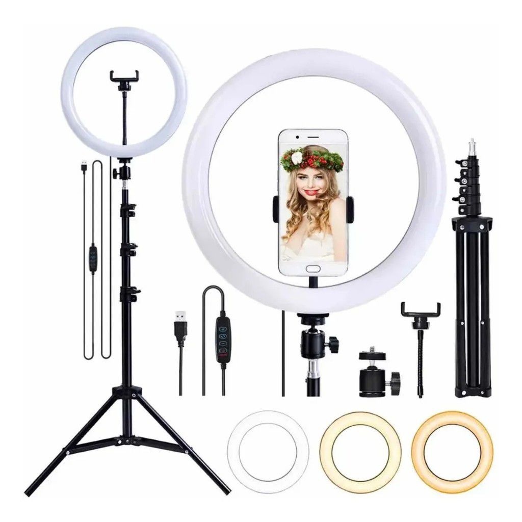 Ring Light Led Iluminador 30cm 12 Polegadas Completo 2,1m Tripe 210cm