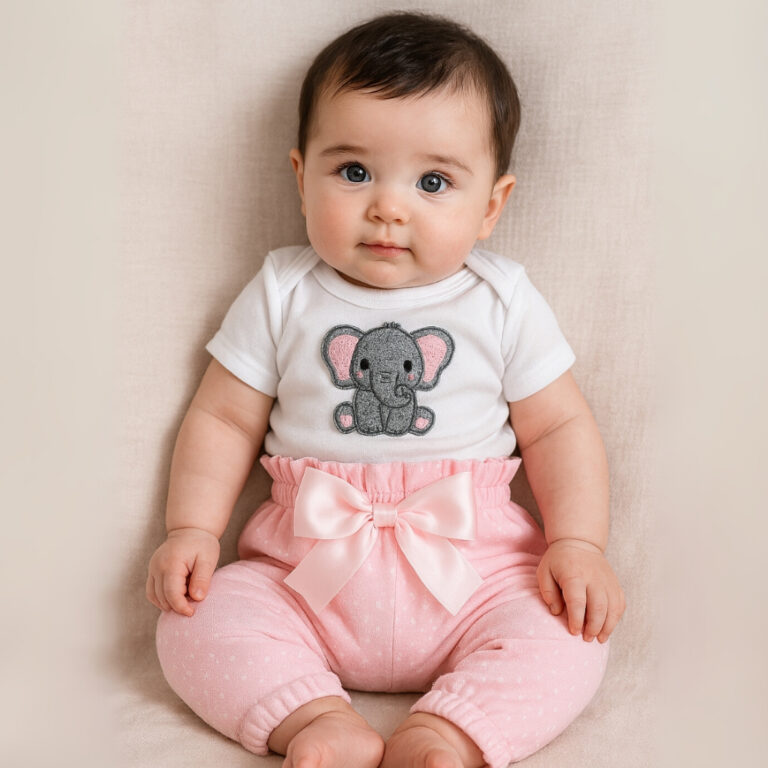 Conjunto Menina Bebê Lindo Bordado Calça e Body 