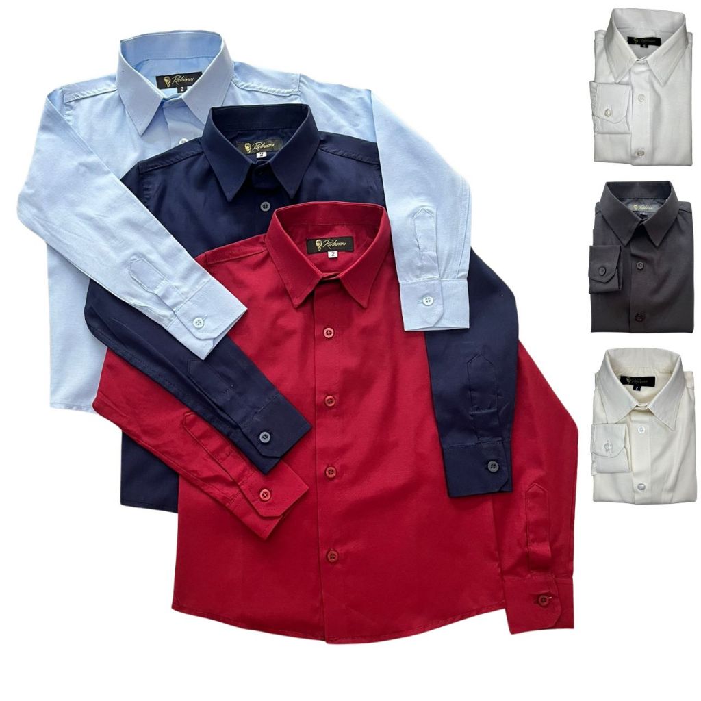 Camisa infantil menino manga longa e manga curta social slim algodão premium roupa criança infanto j