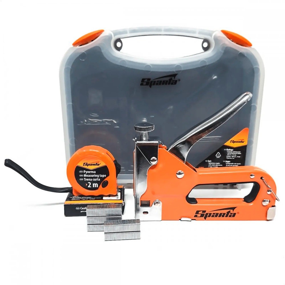 Grampeador tapeceiro com Trena 2 metros + 500 grampos e maleta – 4200355 Sparta
