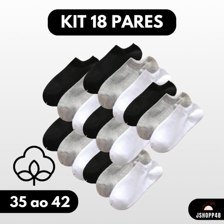 Kit 18 Pares de Meia Soquete Cano Curto Masculina 