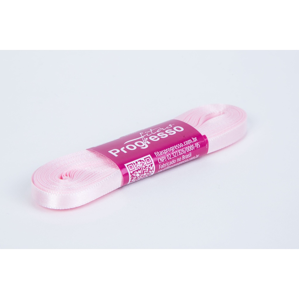 Fita de Cetim Rosa Claro Cor 206 – 01 unidade – Progresso – Kafe Embalagens
