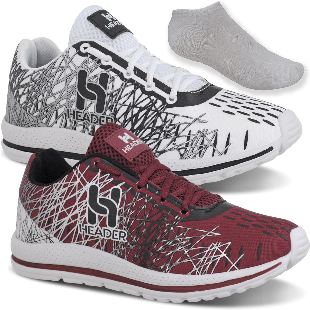 Kit 2 Tênis Masculino Header Spider Casual Esportivo Várias Cores + Meia