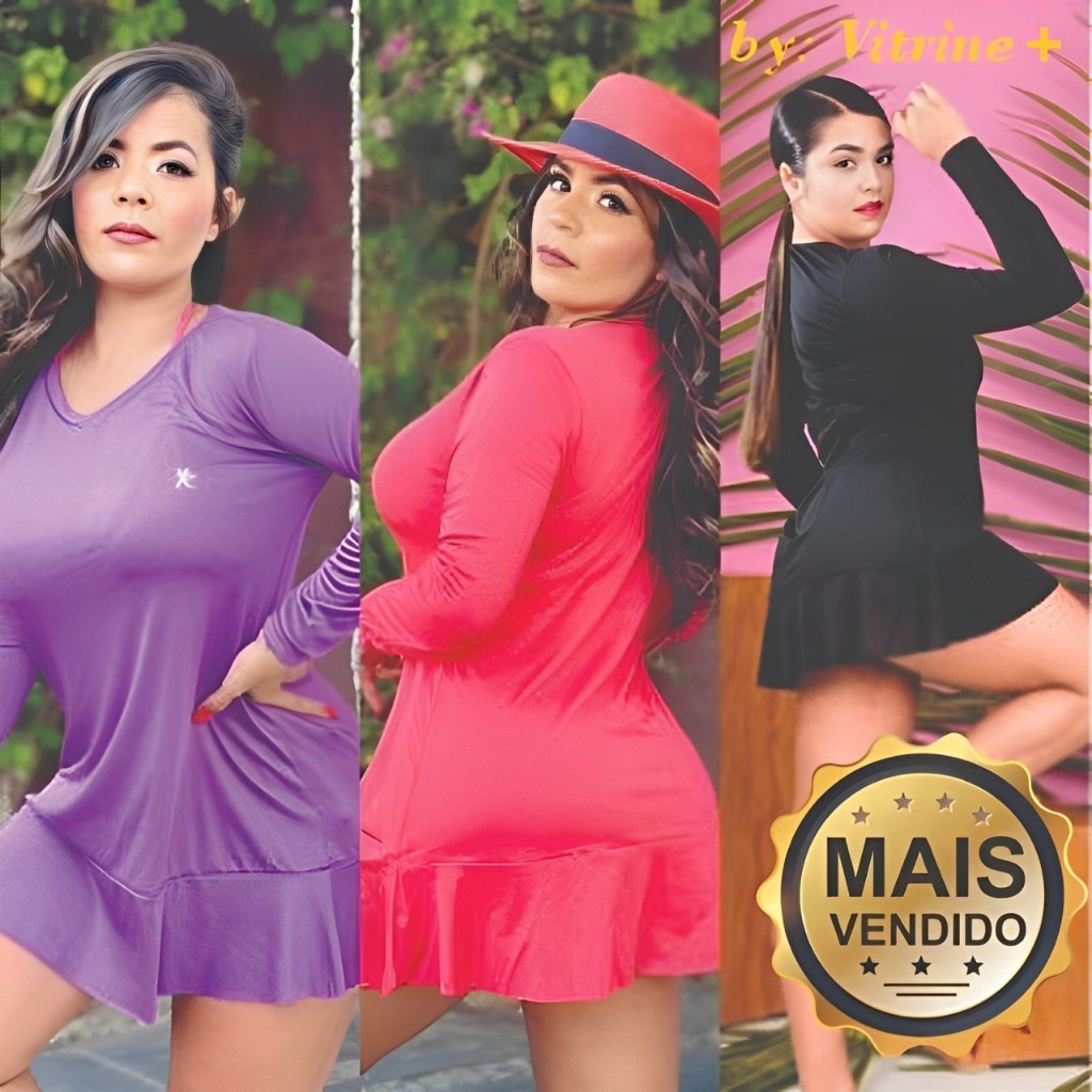 Vestido UV 50+ Proteção Solar P ao EXG Tecido Premium 1. Linha Saída de praia malha fria Plus Size