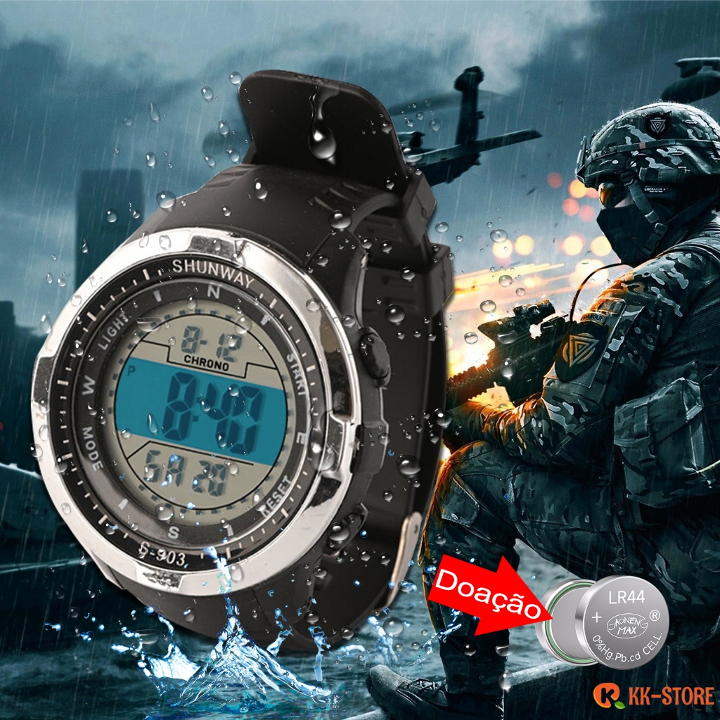 Relogio Digital Masculino Originais Militar Prova D Agua De Silicone Luxo Esportivas Cronômetro S-90