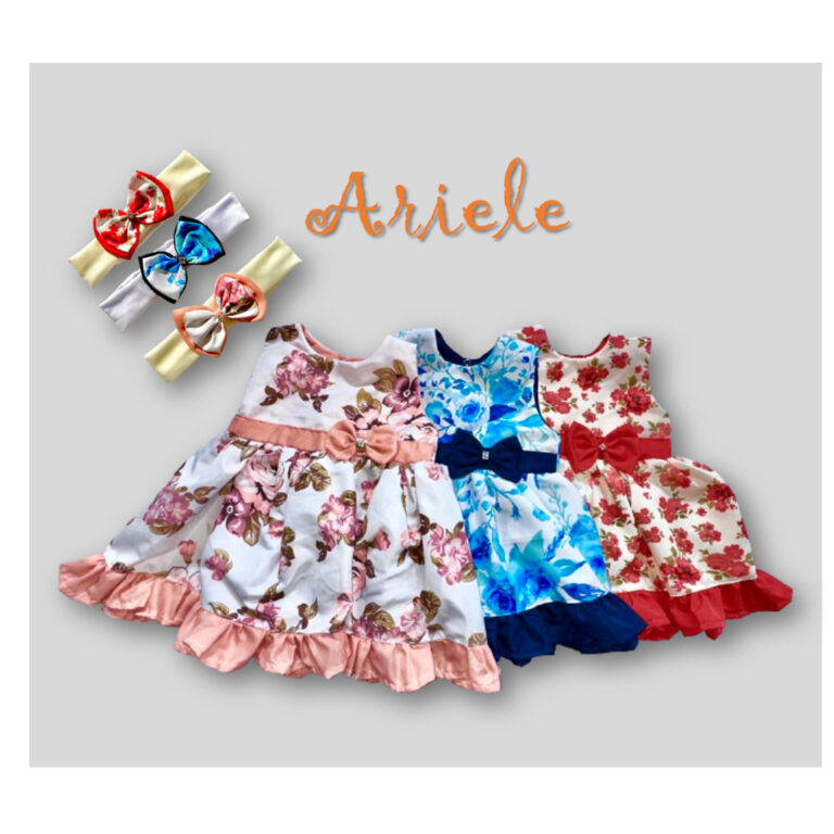 Vestido Infantil Bebê Menina Ariele com Tiara Rou