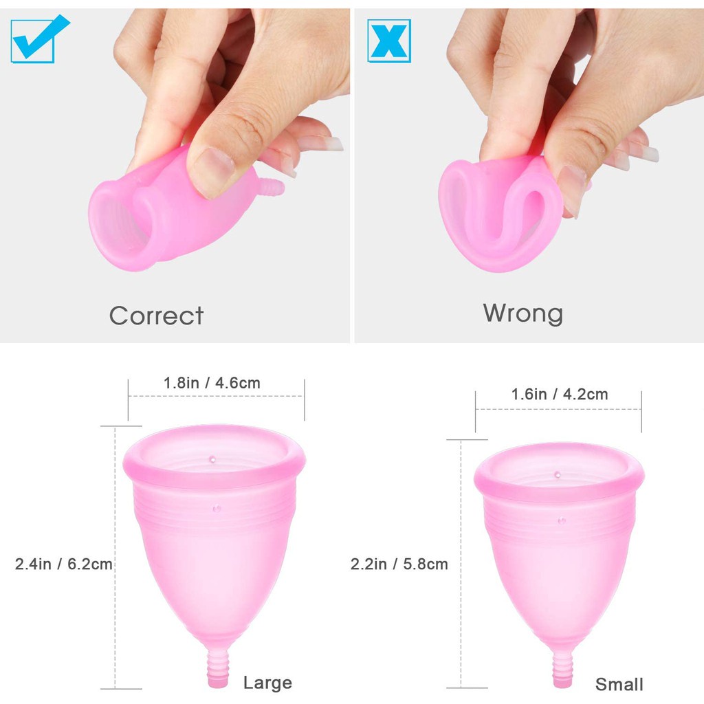 2 pcs Copo Coletor Menstrual Ecológico Menstruação Silicone Importado Médico Reutilizável P ou G Pre
