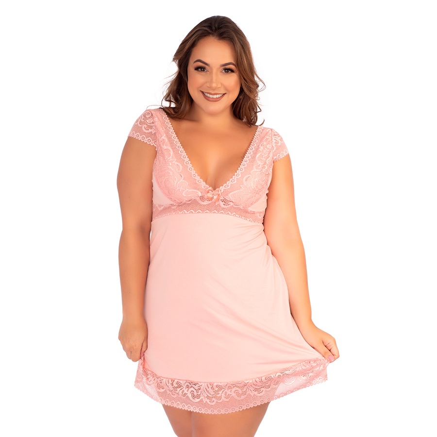 Camisola Sexy Plussize Lingerie Feminina Linha Noite Sensual