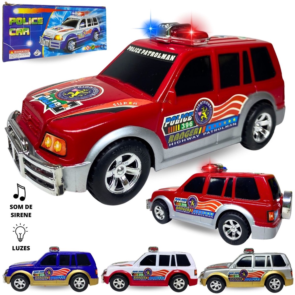 Carrinho De Policia Com Sirene E Luz Bate E Volta Brinquedo