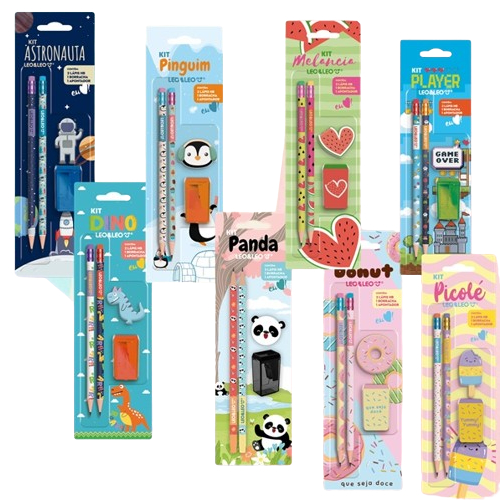 Kit Escolar 4 Peças Lapis Apontador Borracha Unic