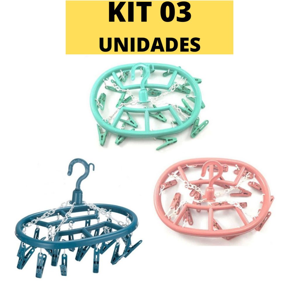 Kit 03 Varal Para Calcinhas Roupas Intimas Cueca Calcinha Meia 18 Prendedores Apartamento Lavanderia