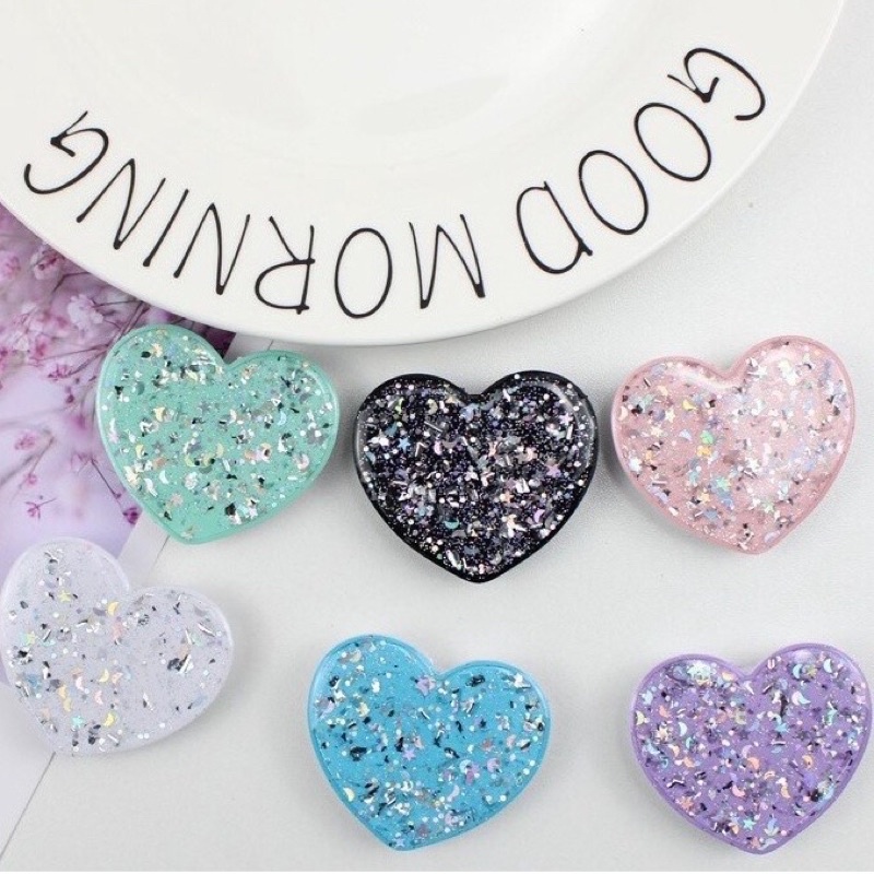 Pop Socket Lindos de Coração Com Glitter brilho Suporte de Dedo E Bancada Para Celular