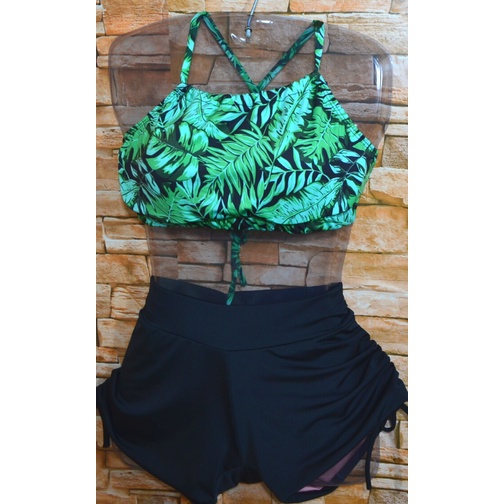 Biquini com Top-Shortinho Sunkini E TOP Cropped Mo