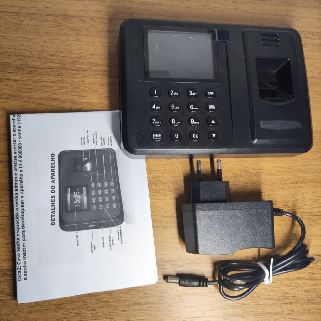 Relógio de Ponto Com Leitor Impressão Digita Usado Acompanha Fonte 5v e Manual