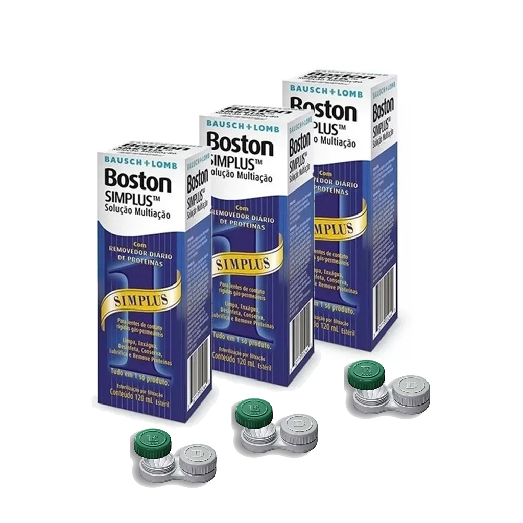 Solução Bausch + Lomb Boston Simplus 120ML –  3 Caixas + Economia