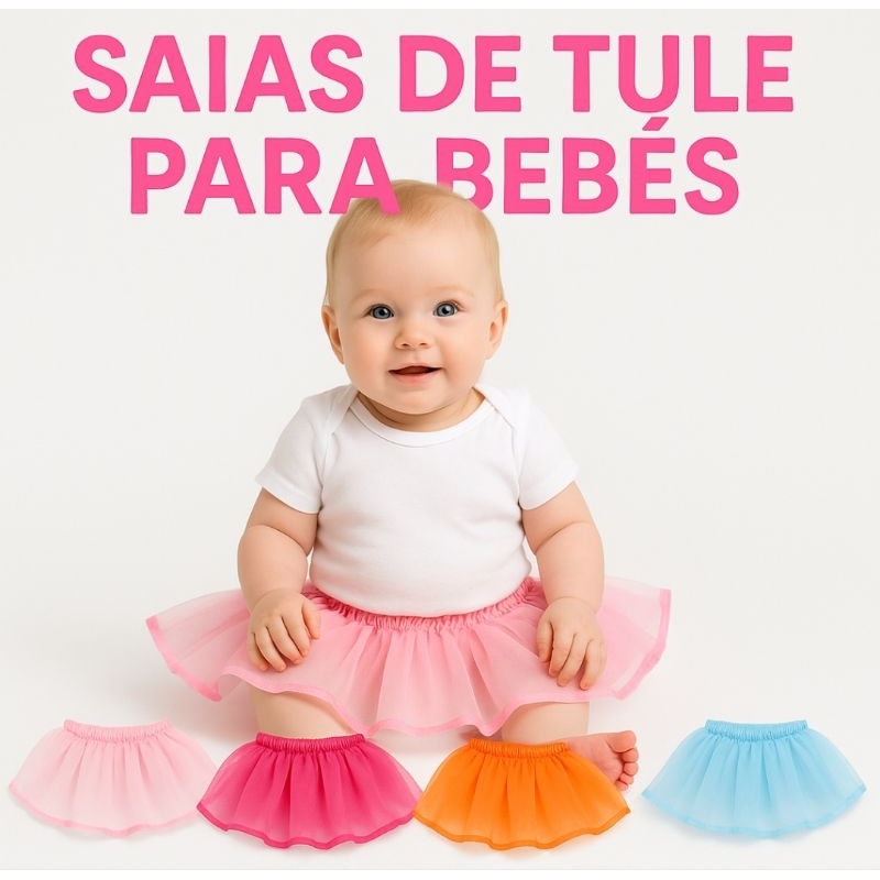 Saia Tule Tutu Bebê Para Body Personagem Recem Nascido Ate 12 Meses