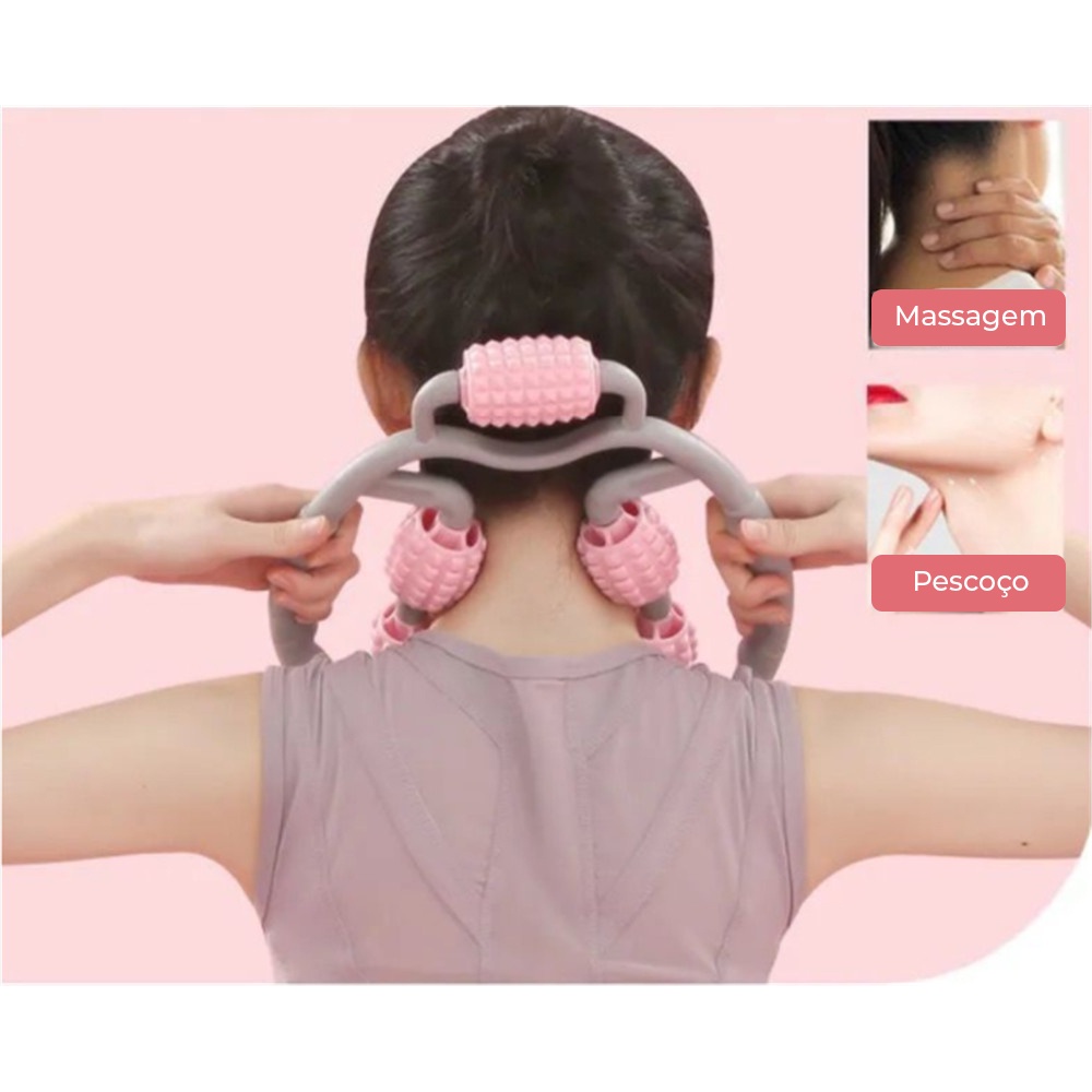 Massageador Abdômen Coxas Pescoço Braços Terapia Rolo Rosa Roxo Maxboost