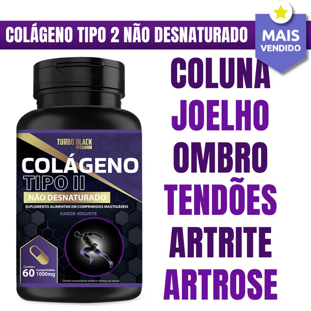 Colágeno Tipo 2 Não Desnaturado Não Hidrolisado 40 mg – ( ENVIO EM 24 HORAS )