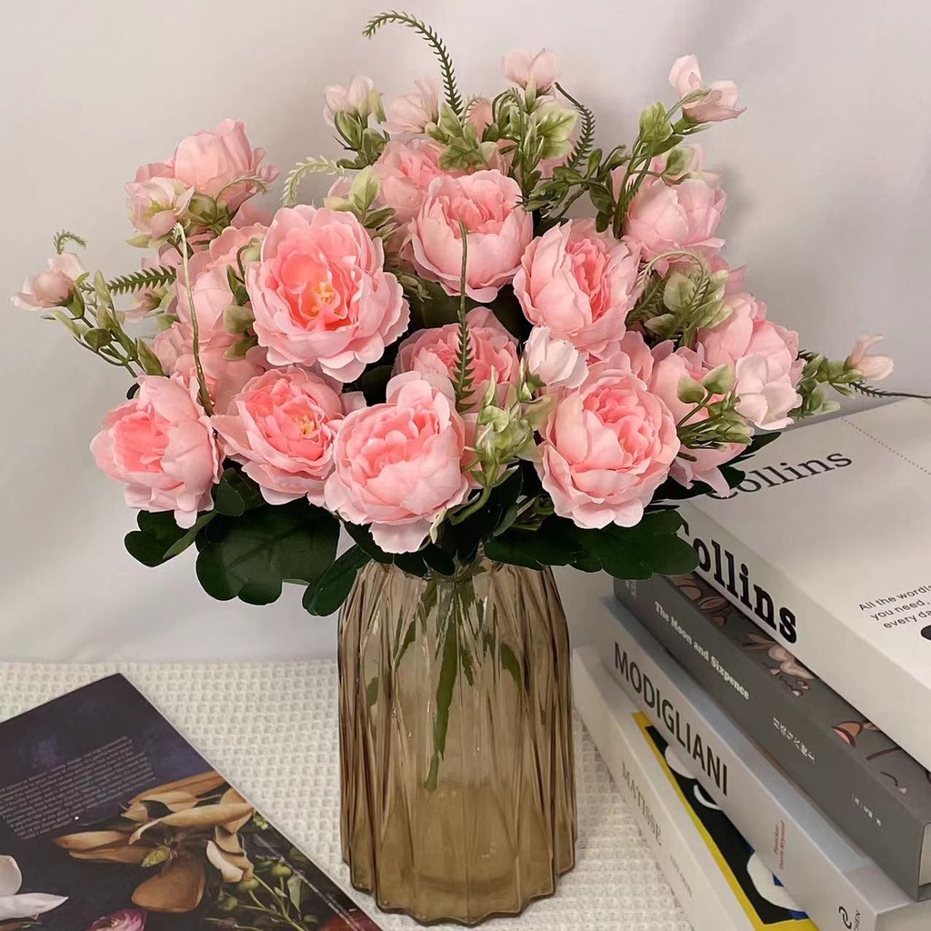 Flor de peônia rica artificial–4759(Pacote é mais favorável)