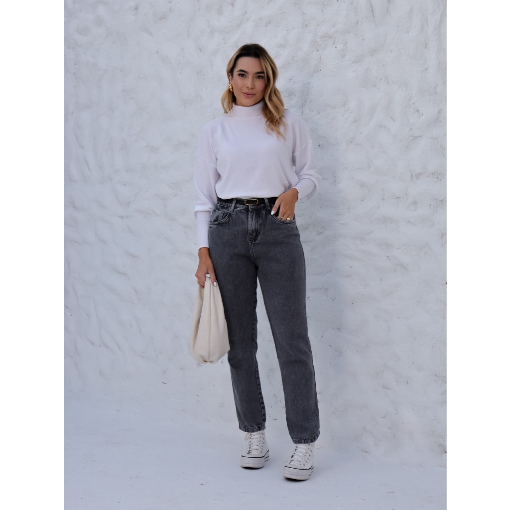 Calça Jeans  Mom Cintura Alta com cinto Estilo Vintage Moda Feminina.36 cintura 70 cm— tudo tamanh