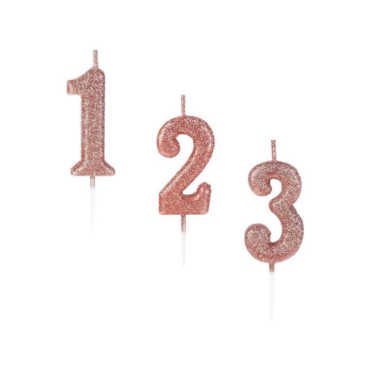 Vela Aniversário  Rose Gold Glitter P Número