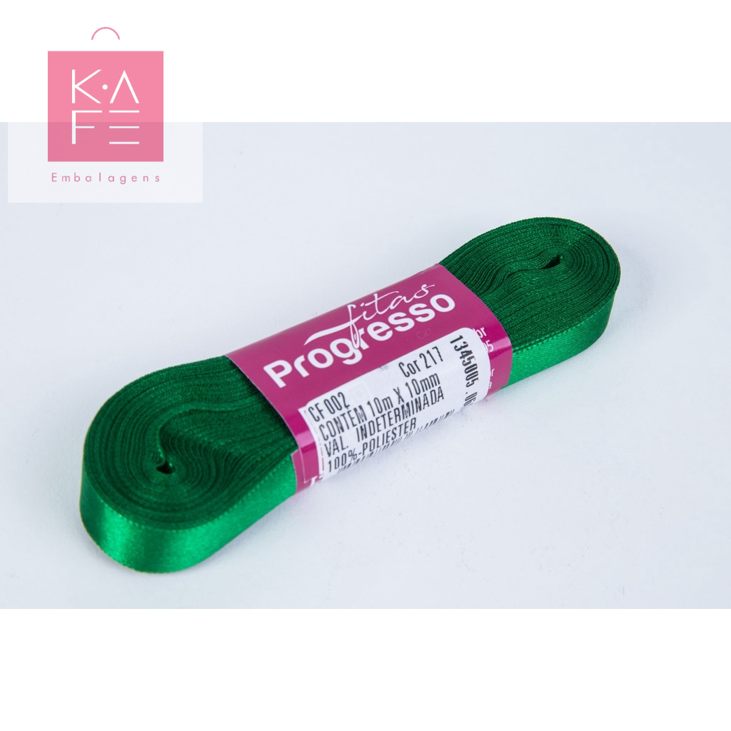 Fita de Cetim Verde Bandeira Cor 217 – 01 unidade – Progresso – Kafe Embalagens