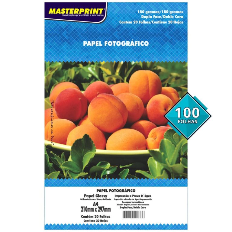 Papel Dupla Face Glossy 180g A4 Fotográfico Branc