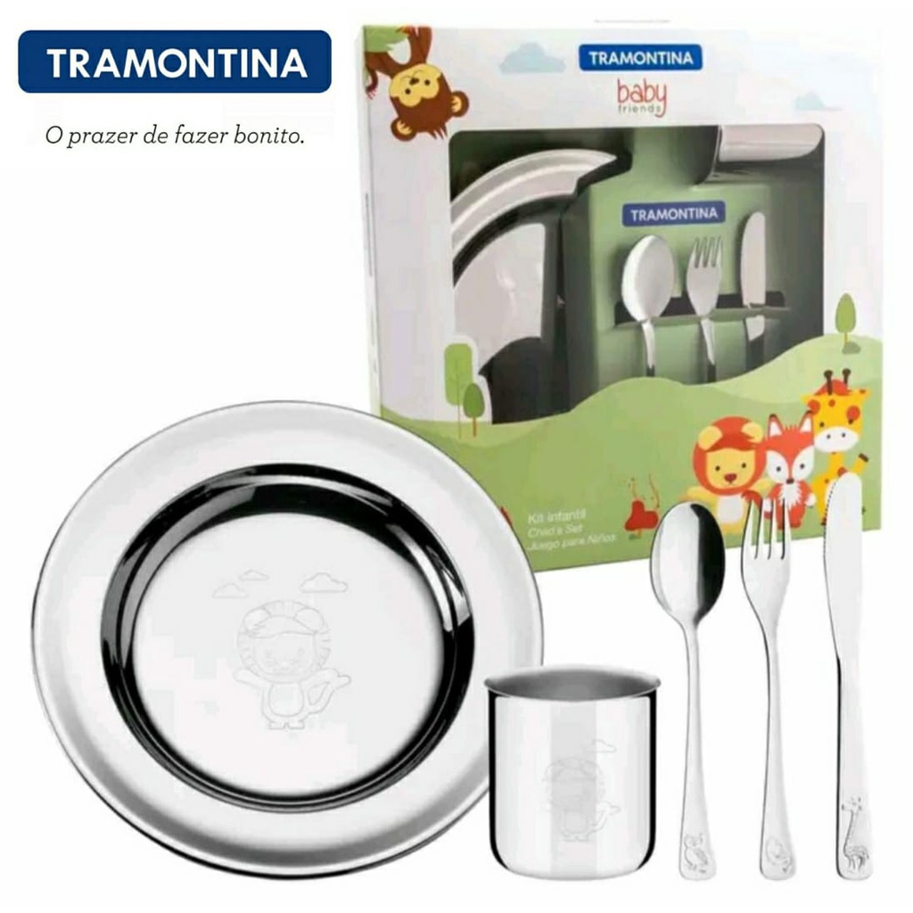 Jogo Infantil Refeição Aço Inox 5 Peças Durável Tramontina