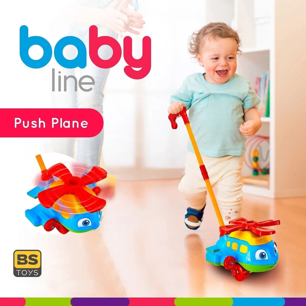 push plane Bebê Infantil Avião De Empurrar Puxar – Bs Toys – cor aleatória