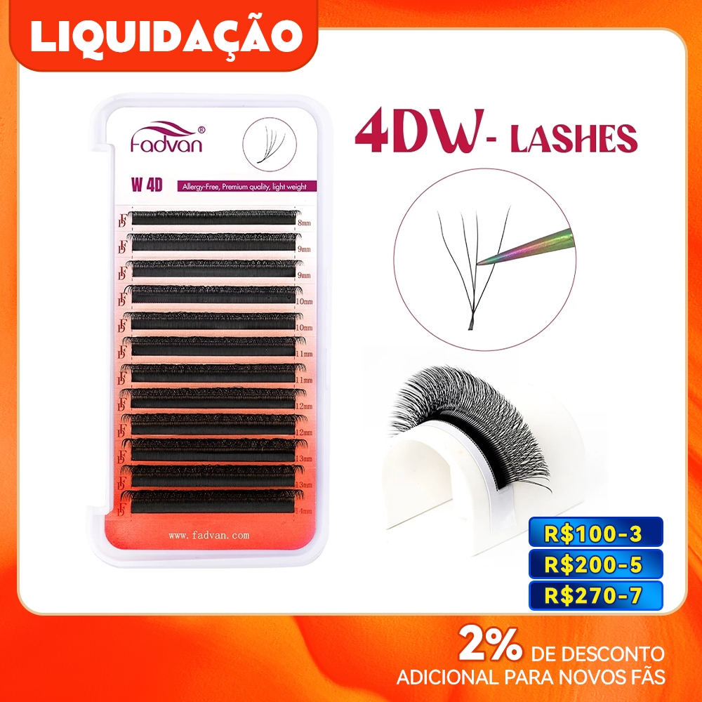 Fadvan 4D W Eyelash Extensão Fãs Falso Estilo Macio Vison Fácil De Enfeite marrom Cílios Naturais