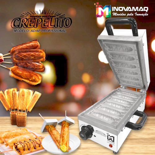 Máquina De Crepe Crepeira Elétrica 6 Cavidades &
