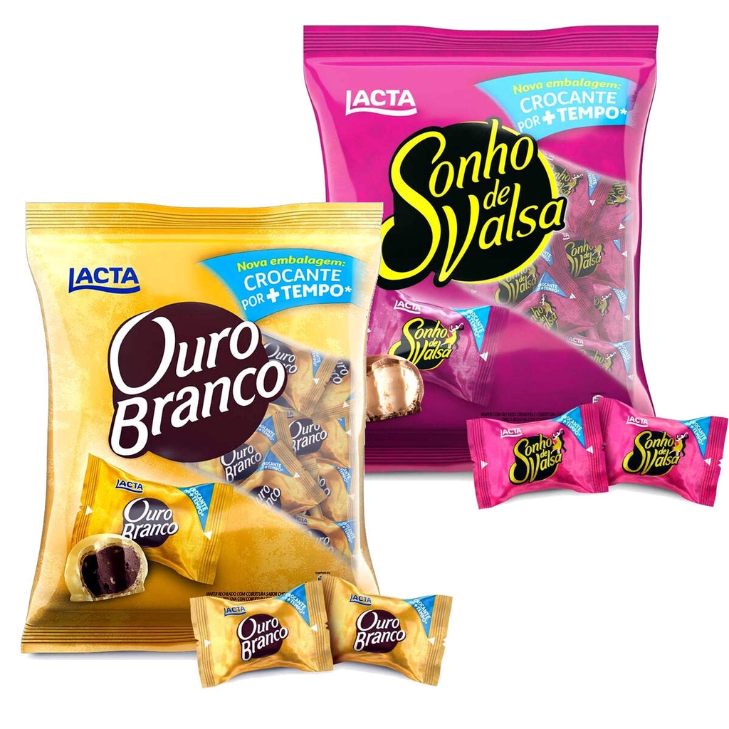 BomBom Pacote 1KG Ouro Branco ou Sonho de Valsa ou Oreo – (540g) Lacta Pacote – escolha os seu Bombo